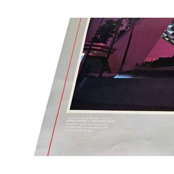 Vintage Epcot Center Spaceship Earth Sphere Poster 24"x18" Disney World - Picture 3 of 10
